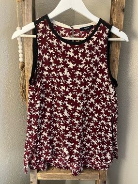 Madewell Burgundy & White Leaf-Print Sleeveless Camisole